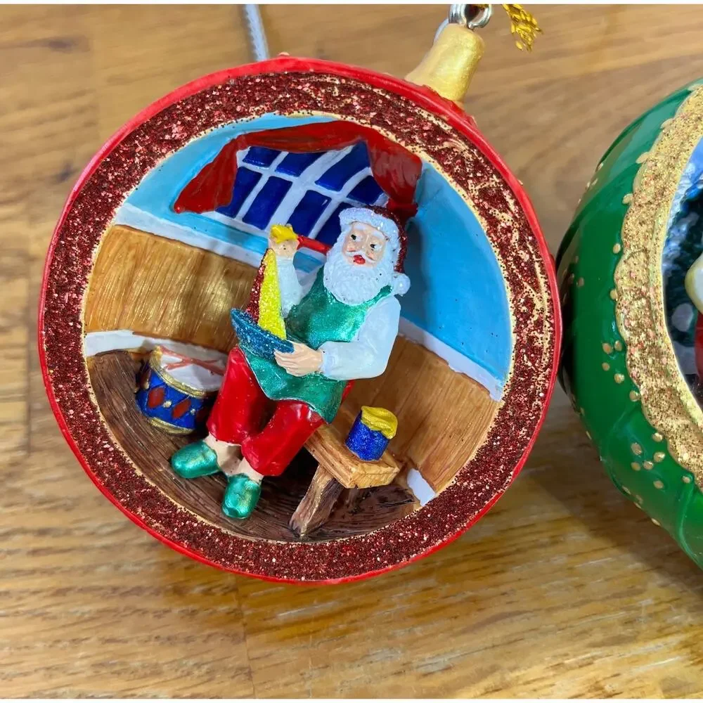 Danbury Mint Diorama Ornaments Santa at the North Pole 3D Collection Lot of 3